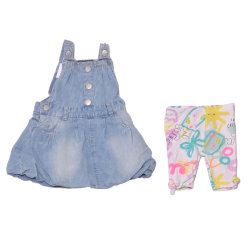 Kék, fehér mintás ruha szett (74)