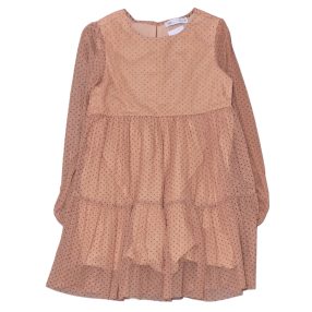   Zara - Púder rózsaszín, fekete pöttyös alkalmi ruha (152)