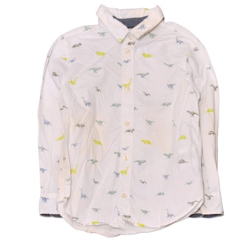 H&M - Fehér, dínós hosszú ujjú ing (116)