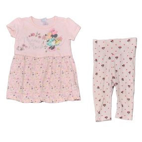 Disney, Minnie - Rózsaszín, szürke ruha szett (74-80)
