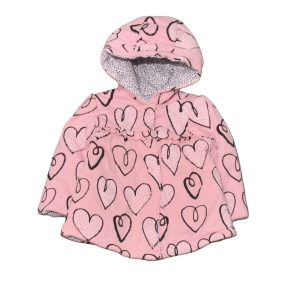 George - Rózsaszín, szivecskés pamut kabát (62-68)