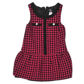    Zara -  Pink, fekete mintás  alkalmi gyapjú ruha (122-128)