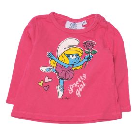 Rózsaszín, hupikék törpikék  hosszú ujjú póló (80)