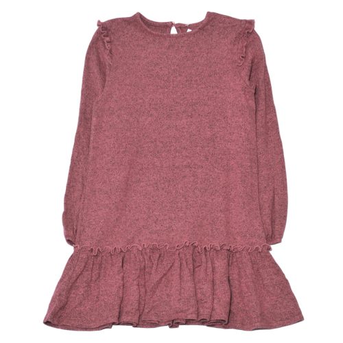 Reserved -  mályva rózsaszín, fekete pöttyös  kötött ruha (146)