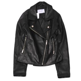 Reserved -  fekete  műbőr kabát (152)