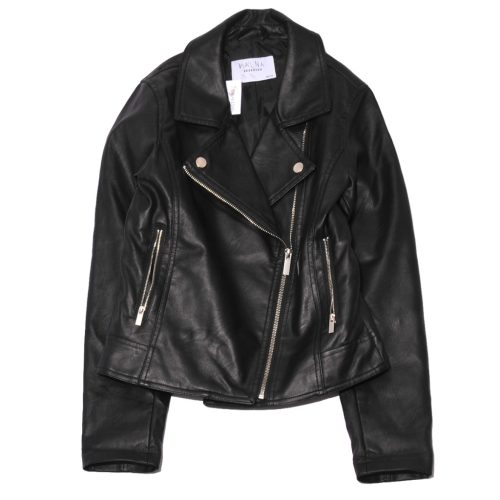 Reserved -  fekete  műbőr kabát (152)