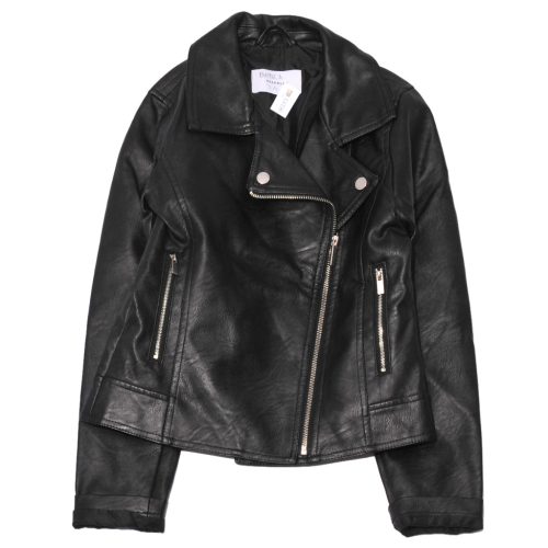 Reserved -  fekete  műbőr kabát (152)