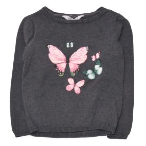 H&M -  szürke, pillangós  pulóver (116)