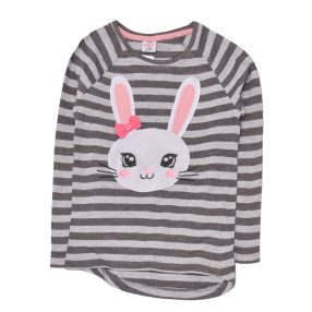 Szürke csíkos, nyuszis  hosszú ujjú felső (110)