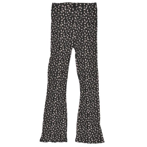  C&A -  fekete virágmintás  bordás leggings ( 134-140)