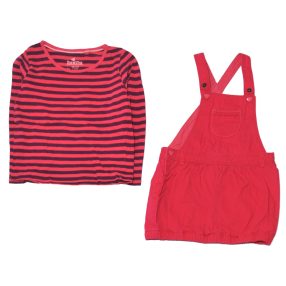  Pink, csíkos  ruha szett (98)