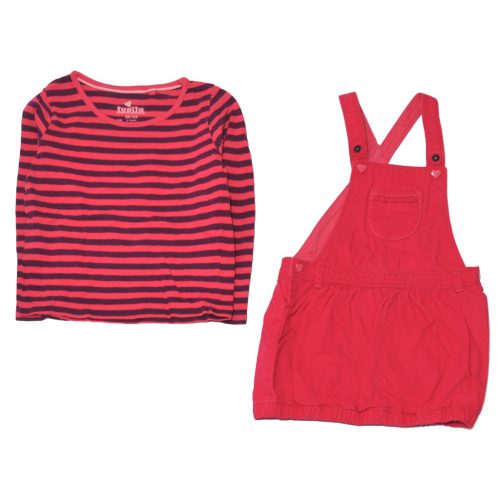  Pink, csíkos  ruha szett (98)