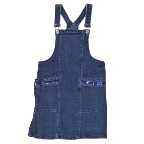  kék, flitteres  kantáros farmerruha (152)