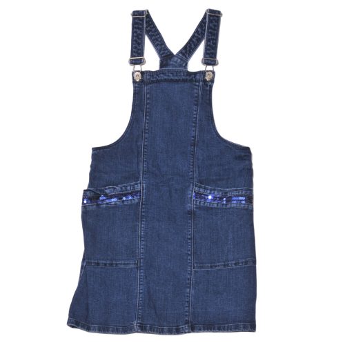  kék, flitteres  kantáros farmerruha (152)