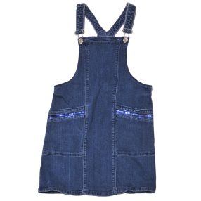  kék, flitteres  kantáros farmerruha (152)