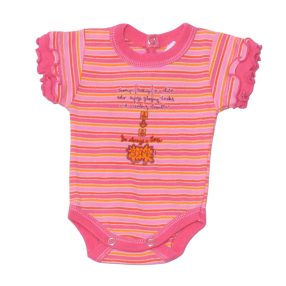 Lila, rózsaszín csíkos  rövid ujjú body (56)