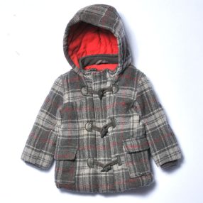 John Lewis - szürke, piros, kockás kabát (68-74)