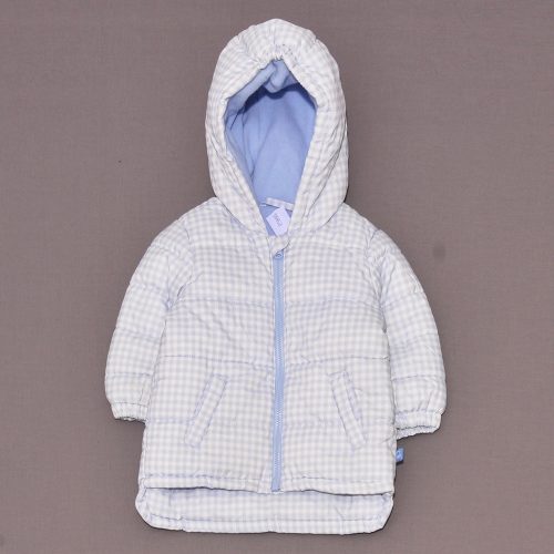 Benetton - Kék, Fehér kockás télikabát (68)