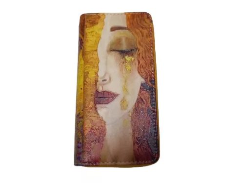 FESTMÉNYES NAGYMÉRETŰ DUPLA FAKKOS PÉNZTÁRCA - KLIMT: ARANY KÖNNYEK - ÚJ