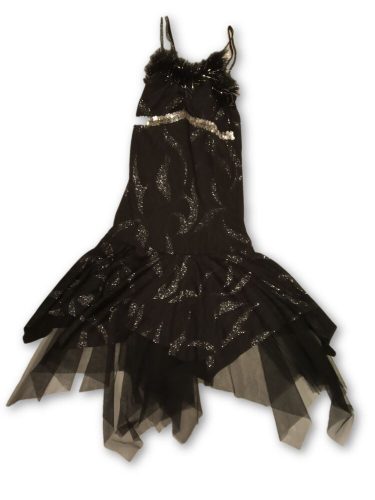 Női S-es fekete csillogó táncos jelmezruha