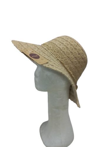 56-58 cm-es fejre barna női csipkés szalmakalap - ÚJ