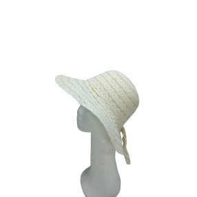   56-58 cm-es fejre törtfehér női csipkés szalmakalap - ÚJ