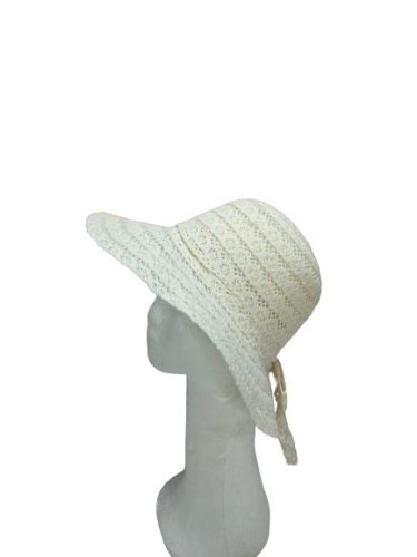 56-58 cm-es fejre törtfehér női csipkés szalmakalap - ÚJ