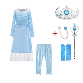   128-134-es kétrészes jelmez szett 4 kiegészítővel - Frozen, Jégvarázs - ÚJ