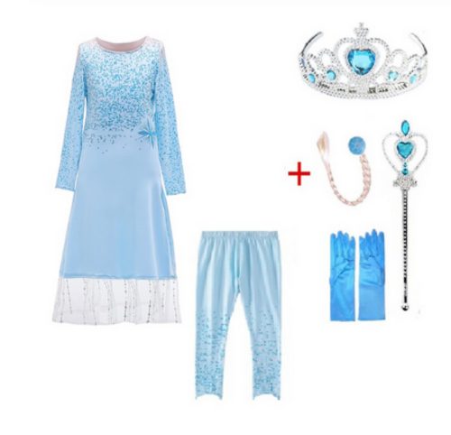 128-134-es kétrészes jelmez szett 4 kiegészítővel - Frozen, Jégvarázs - ÚJ