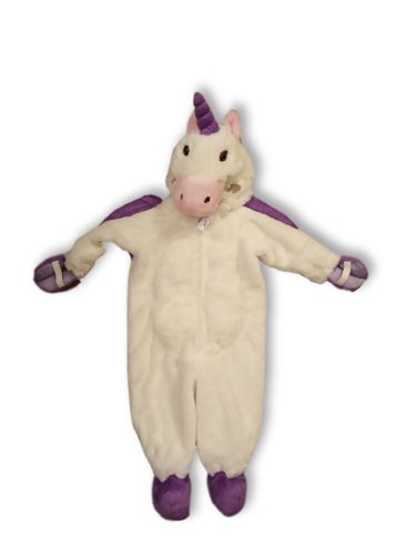 80-as fehér szőrmés unikornis jelmez
