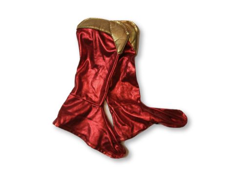 Piros-arany csillogó jelmezcsizma