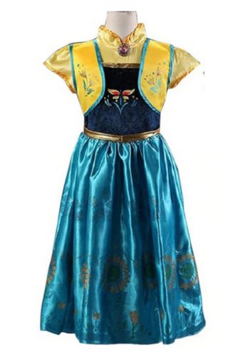 128-134-es kék-sárga Anna jelmez - Frozen, Jégvarázs - ÚJ