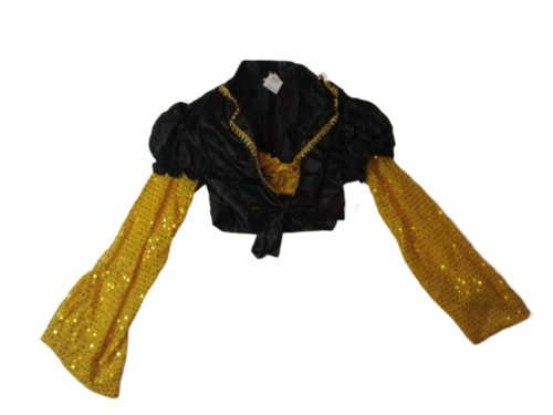 Női M-es fekete-sárga flitteres jelmezfelső