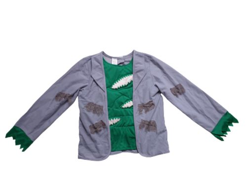 7-8 évesre szürke-zöld zombi vagy Frankenstein jelmezfelső - Halloween