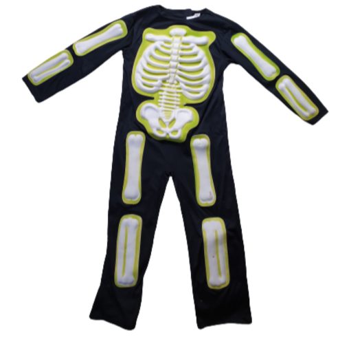 3-4 évesre fekete csontvázas kezeslábas, jelmez - Halloween - TU