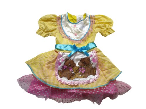 3-5 évesre sárga kockás kötényes jelmez ruha