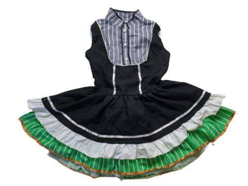 Fekete-zöld fodros aljú lány vagy női jelmezruha