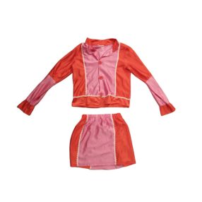 128-134-es piros-rózsaszín kétrészes jelmezruha