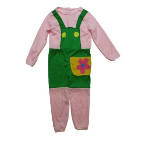 3-4 évesre rózsaszín-zöld virágos jelmez overall