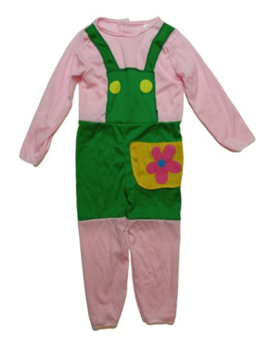 3-4 évesre rózsaszín-zöld virágos jelmez overall