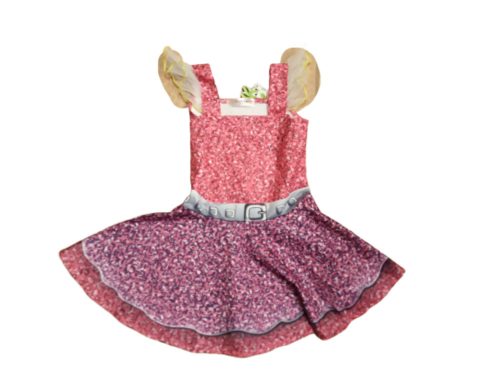 110-es lila-rózsaszínmintás szuperhősnő jelmezruha - ÚJ