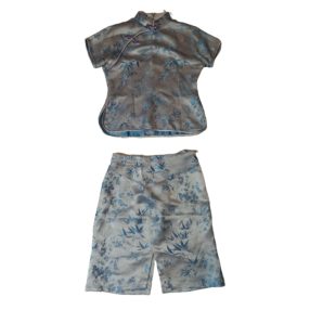 Női M-es kínai ruha, kék virágos jelmez szett