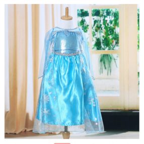   122-128-as kék jelmez, hercegnőruha kitűzővel - Frozen, Jégvarázs - ÚJ