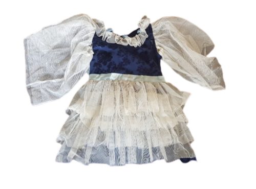 5-6 évesre kék bársony tüllös jelmezruha szárnnyal (házi készítésű)