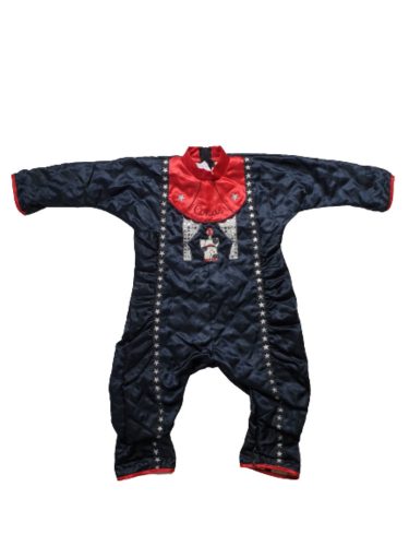 Kisgyerekre fekete-piros unisex bohóc jelmezoverall