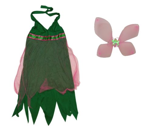 Női zöld-rózsaszín tündér jelmezruha szárnnyal - ÚJ