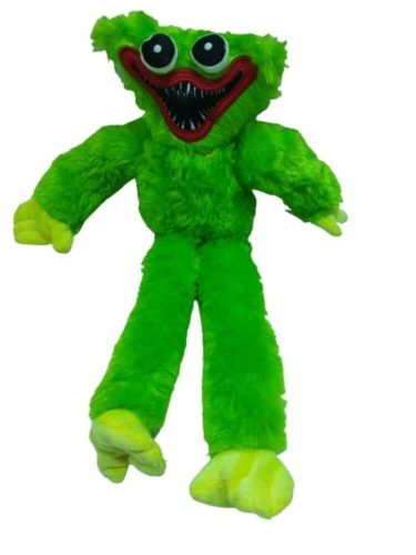 40 cm-es zöld szőrmés plüss figura - Huggy Wuggy - ÚJ