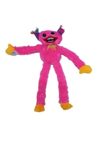 40 cm-es rózsaszín, szőrös fülű plüss figura - Huggy Wuggy - ÚJ