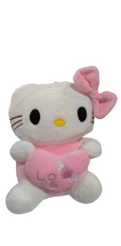 20 cm-es szívecskés plüss figura, rózsaszín - Hello Kitty - ÚJ