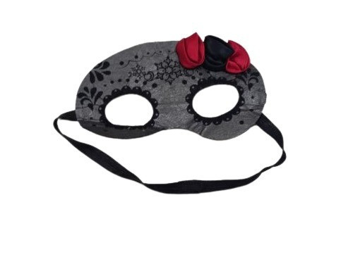 Ezüst-fekete textil rózsás szemmaszk - Halloween